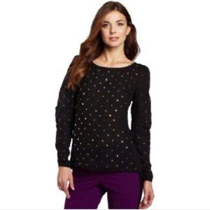 Vince Camuto Black Sheer Gold Studded Blouse